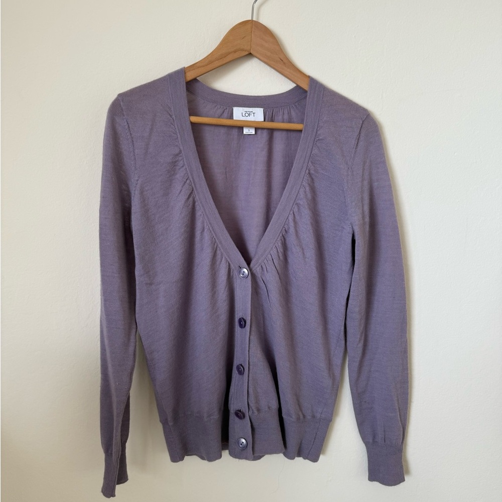 LOFT Women's Lavendar Cardigan Sweater S